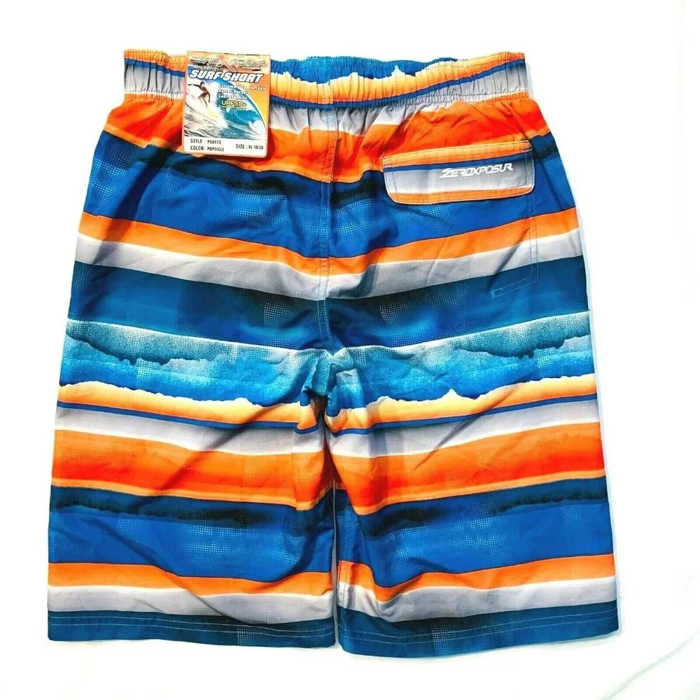 ZeroXposur UPF 50+ Swim Trunks Surf Shorts Surfer Pockets Boys XL-18/20 NWT